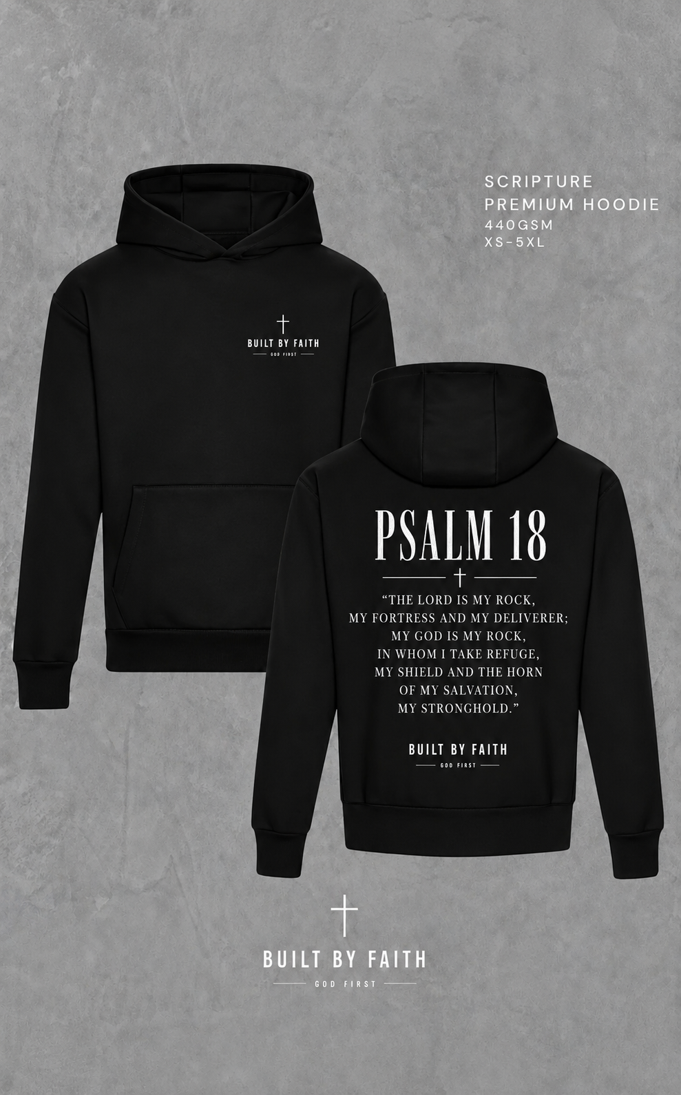 Heavyweight Scripture hoodie Psalm 18
