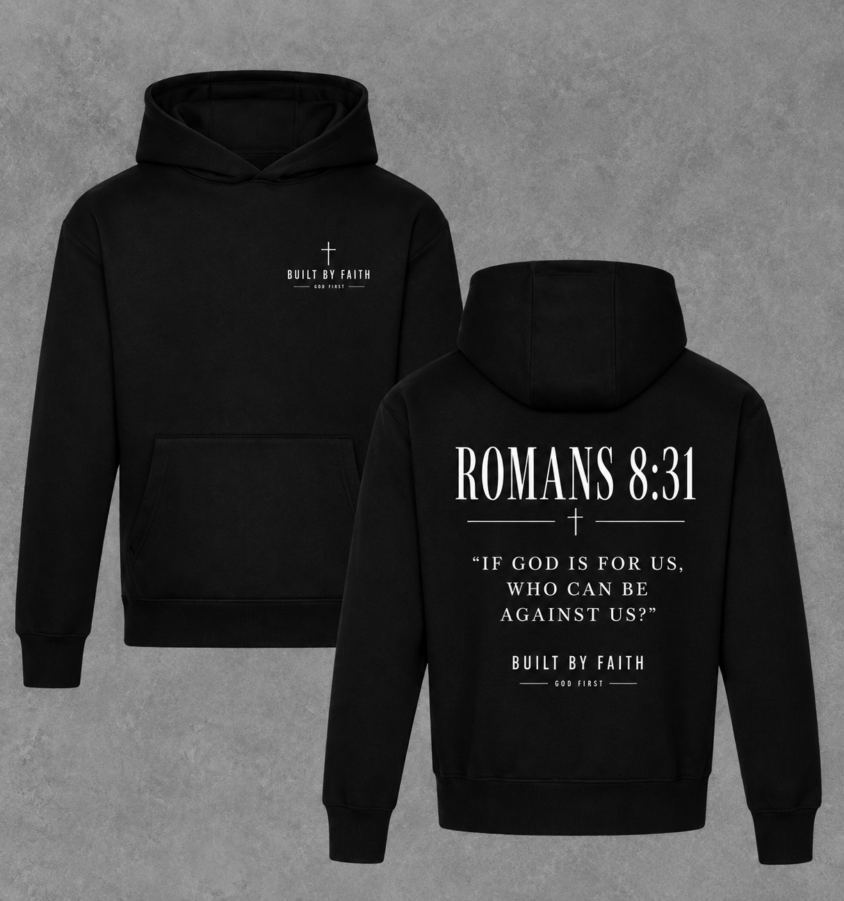 Scripture heavyweight hoodie Romans 8:31
