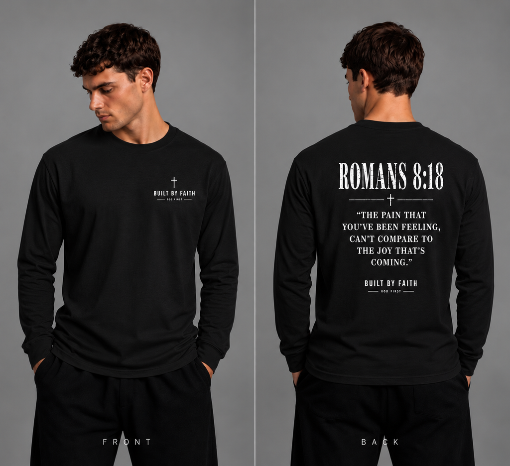 Long sleeve scripted T-shirt Romans 8:18