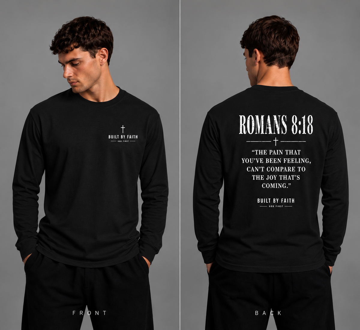 Long sleeve scripted T-shirt Romans 8:18