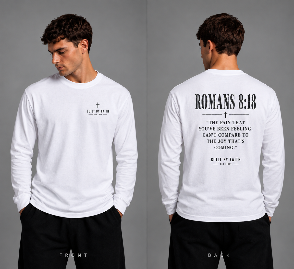 Long sleeve scripted T-shirt Romans 8:18